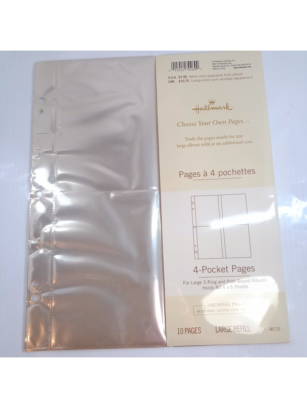NEW Hallmark AR1725 4-Pocket 10 Pages for Large 3-Ring & Post Bound Albums photo
